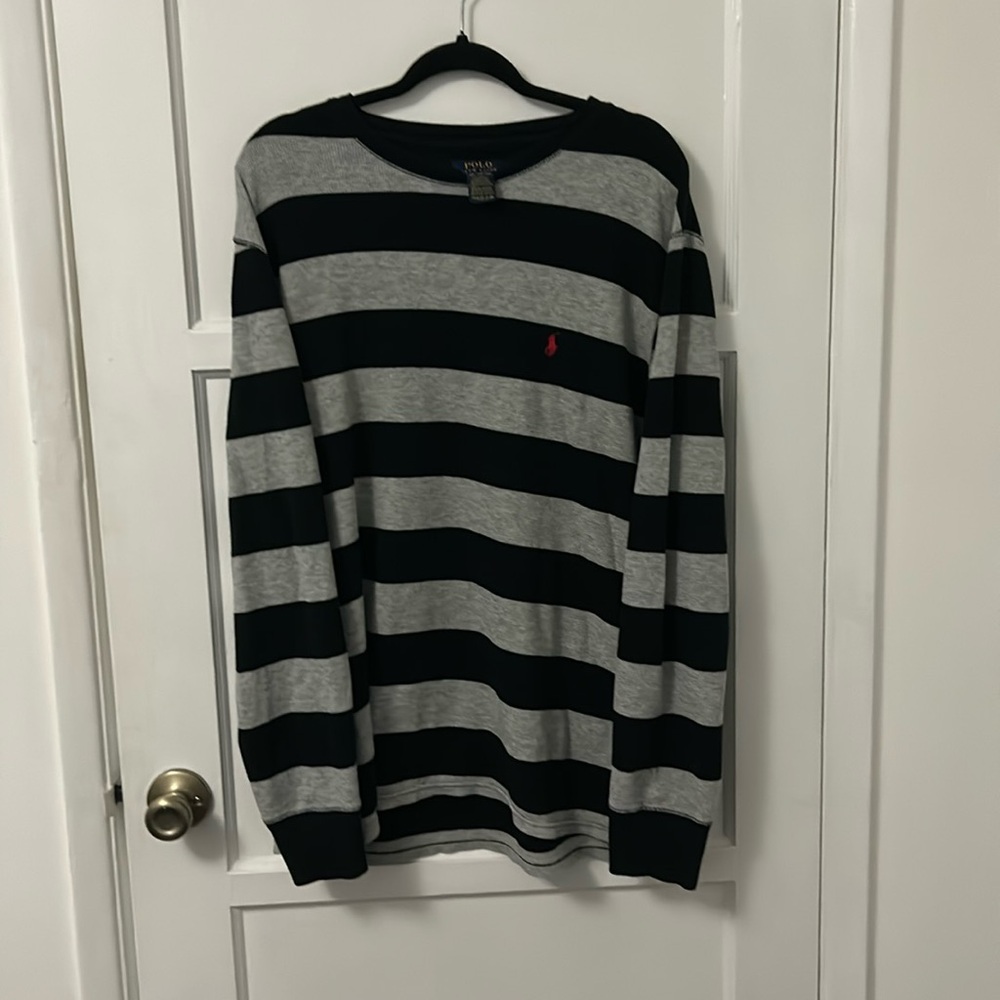 Ralph Lauren Grey Black Striped Shirt XXL